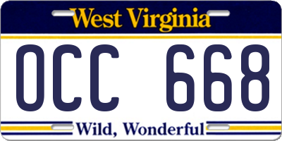 WV license plate OCC668