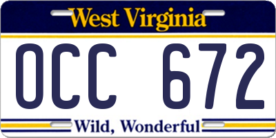 WV license plate OCC672