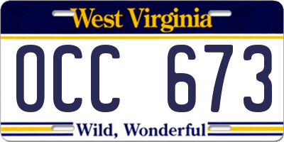 WV license plate OCC673