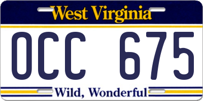 WV license plate OCC675