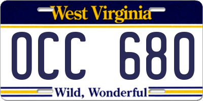 WV license plate OCC680