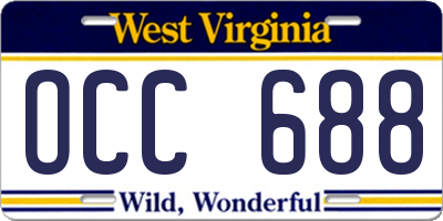 WV license plate OCC688