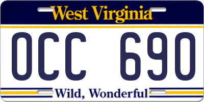 WV license plate OCC690
