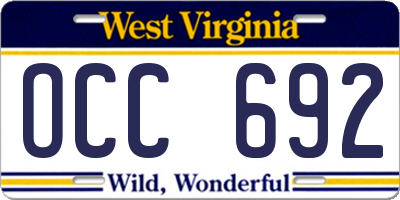 WV license plate OCC692