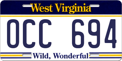 WV license plate OCC694