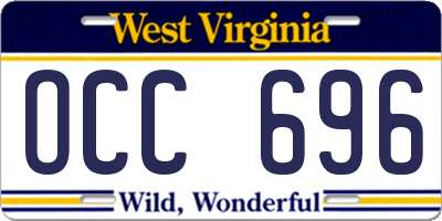 WV license plate OCC696