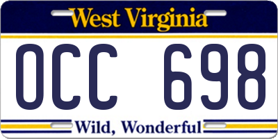 WV license plate OCC698