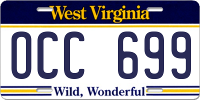 WV license plate OCC699