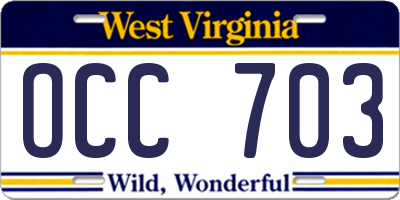 WV license plate OCC703