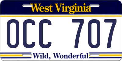 WV license plate OCC707