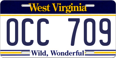 WV license plate OCC709