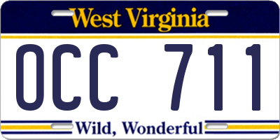 WV license plate OCC711