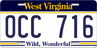 WV license plate OCC716