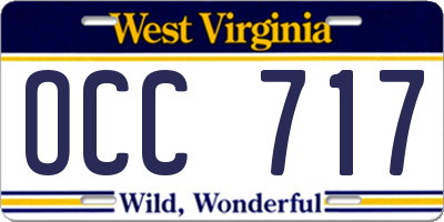 WV license plate OCC717
