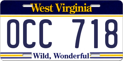 WV license plate OCC718