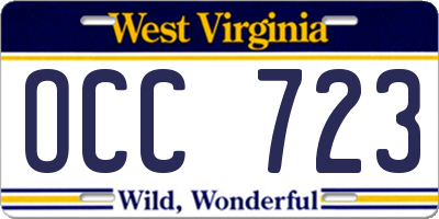 WV license plate OCC723
