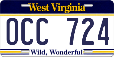 WV license plate OCC724