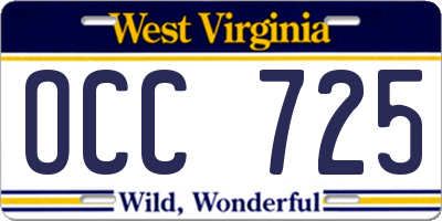 WV license plate OCC725
