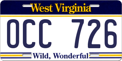WV license plate OCC726
