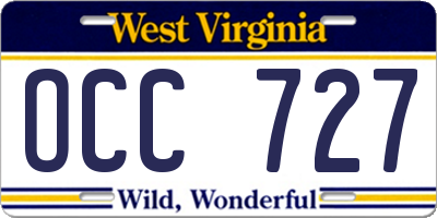 WV license plate OCC727