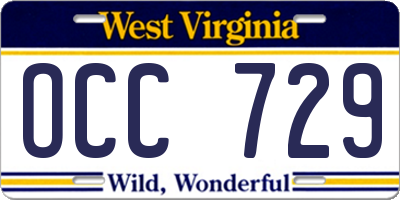 WV license plate OCC729