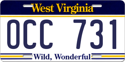 WV license plate OCC731