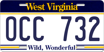 WV license plate OCC732
