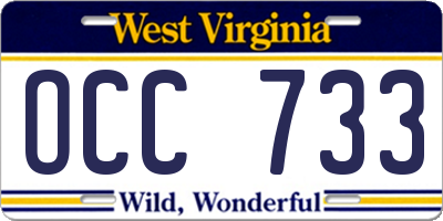 WV license plate OCC733