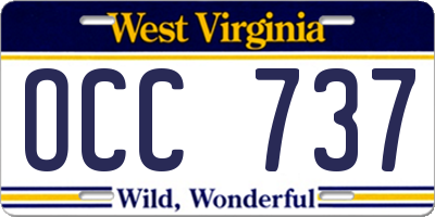WV license plate OCC737