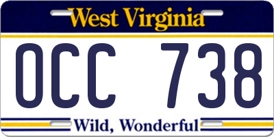 WV license plate OCC738