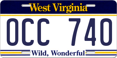 WV license plate OCC740