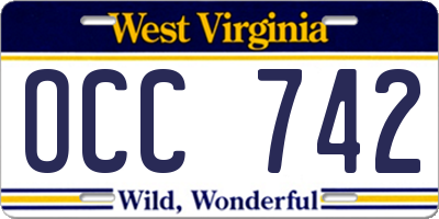 WV license plate OCC742