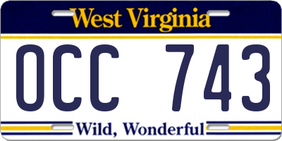 WV license plate OCC743