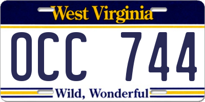WV license plate OCC744