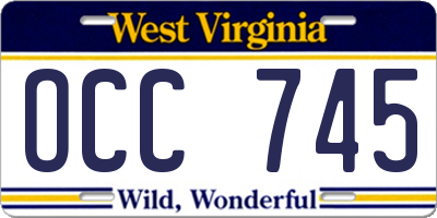 WV license plate OCC745