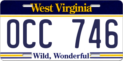 WV license plate OCC746