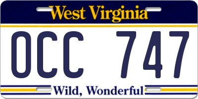WV license plate OCC747