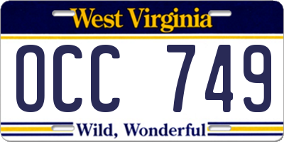 WV license plate OCC749