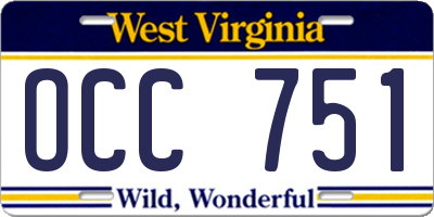WV license plate OCC751