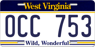 WV license plate OCC753