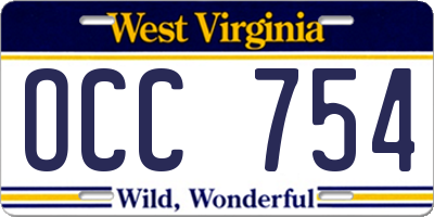 WV license plate OCC754