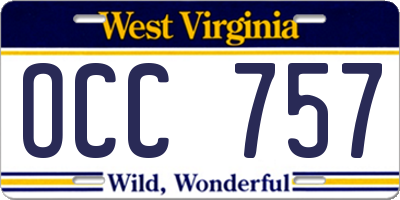 WV license plate OCC757