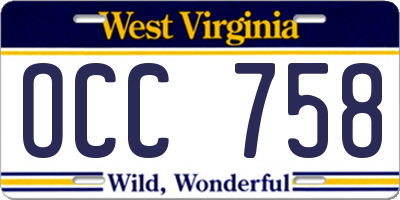 WV license plate OCC758