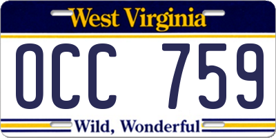 WV license plate OCC759