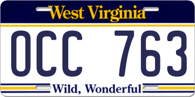 WV license plate OCC763