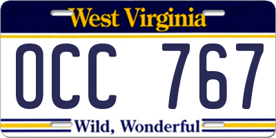 WV license plate OCC767
