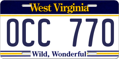 WV license plate OCC770
