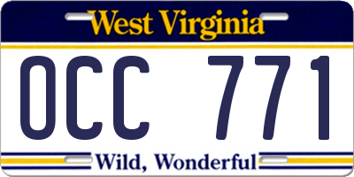 WV license plate OCC771