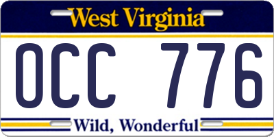 WV license plate OCC776