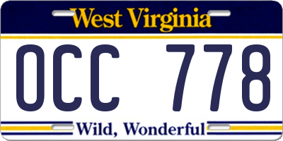 WV license plate OCC778